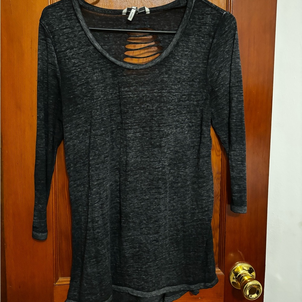 BKE Black/Grey Shirt with Open Back - XS
